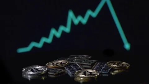 Bitcoin cryptocurrency BTC and computer components Video stock 78344635