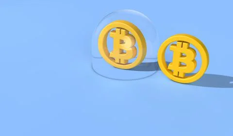 Bitcoin cryptocurrency bubble. Bitcoin logo inside a bubble. 3D Rendering Иллюстрация
