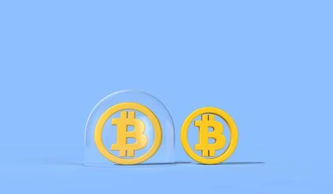Bitcoin cryptocurrency bubble. Bitcoin logo inside a bubble. 3D Rendering Illustrazione stock