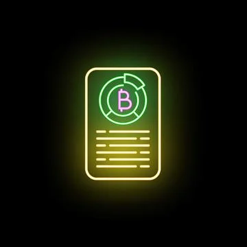 Bitcoin cryptocurrency chart analysis neon report Stock Illustration