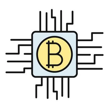 Bitcoin cryptocurrency chip icon processing digital finance イラスト素材