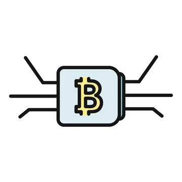 Bitcoin cryptocurrency chip icon on a white background 库存插图