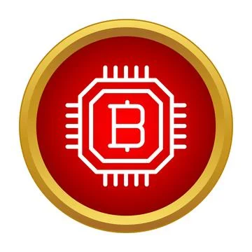 Bitcoin cryptocurrency chip mining digital finance icon Stock Illustration