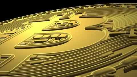 Bitcoin Cryptocurrency Close Up View Stock Footage 345654254