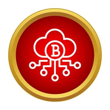 Bitcoin cryptocurrency cloud computing network icon 库存插图