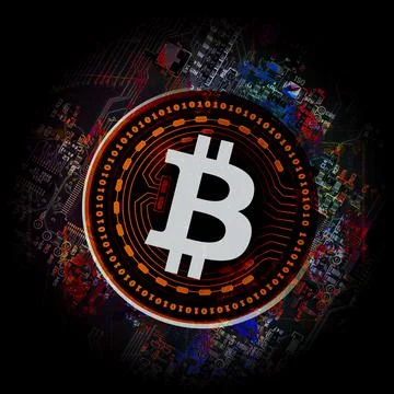 Bitcoin cryptocurrency coin on colorful background, cryptocurrency concept Stock Illustration