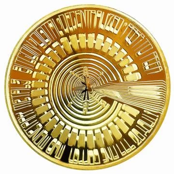 Bitcoin cryptocurrency concept, graphic collage, shrinking and disappearing in Stock Illustration