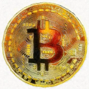Bitcoin cryptocurrency concept, graphic collage, art effect. Stock Illustration