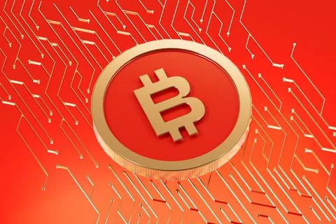 Bitcoin cryptocurrency, the concept of the virtual coin of the future Stock Illustration