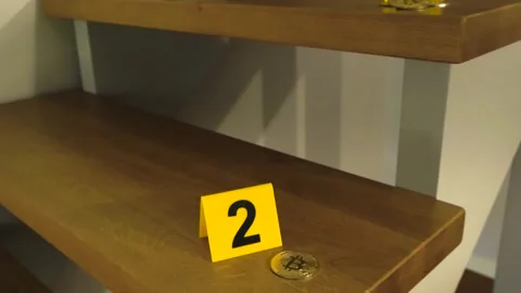 Bitcoin cryptocurrency crime scene evidence investigation Stock Footage 342652825