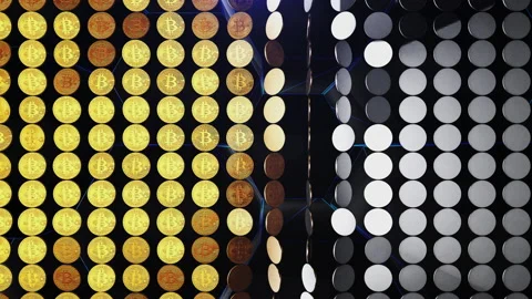 Bitcoin Cryptocurrency Digital Bit Coin BTC Currency Technology Business Stock Footage 150437676