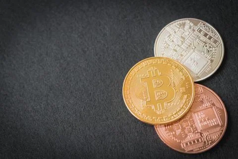 Bitcoin Cryptocurrency Digital Bit Coin BTC Currency Stock Photos