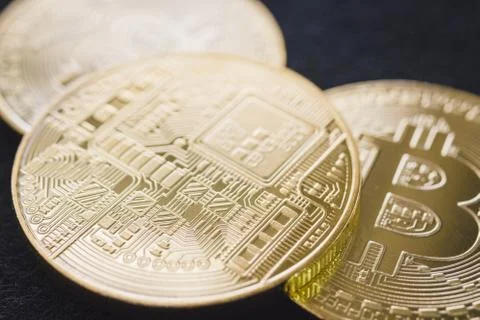 Bitcoin Cryptocurrency Digital Bit Coin BTC Currency Stock Photos
