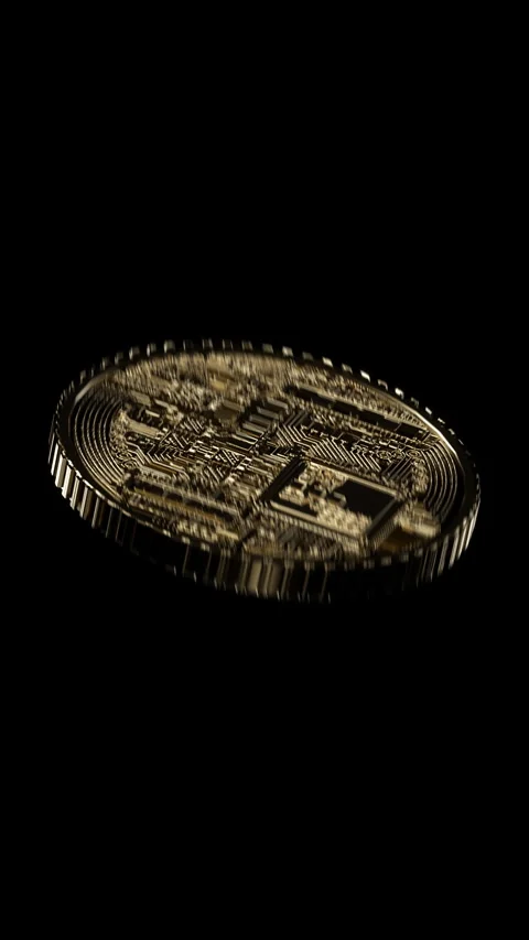 Bitcoin cryptocurrency digital bitcoin rotation on black background, BTC cu.. Stock Footage 279770021