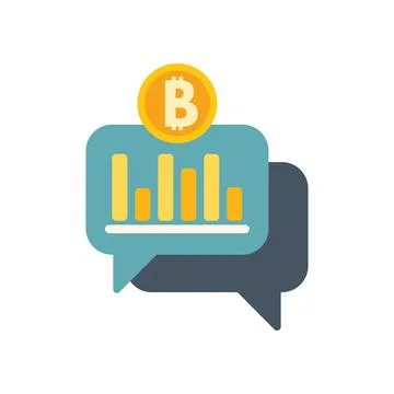 Bitcoin cryptocurrency digital currency chat bubble analyzing discussing Stock Illustration