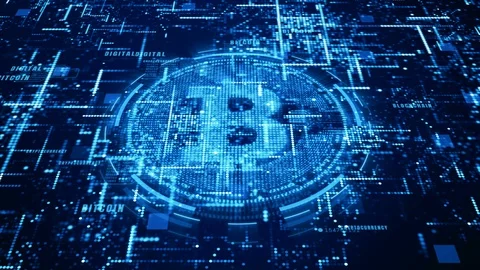 Bitcoin cryptocurrency in digital cyberspace. Stock Footage 101776719