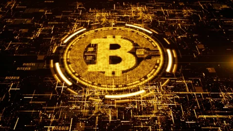 Bitcoin cryptocurrency in digital cyberspace Stock-Footage 101826051