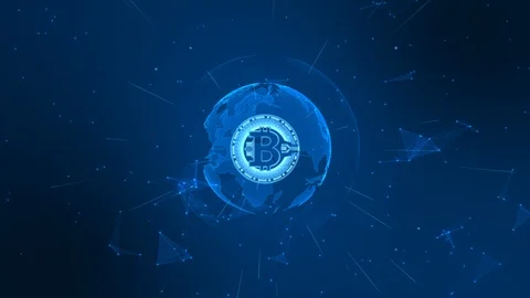 Bitcoin Cryptocurrency in Digital Cyberspace. Technology Network Money Exchan Stock Footage 104033654