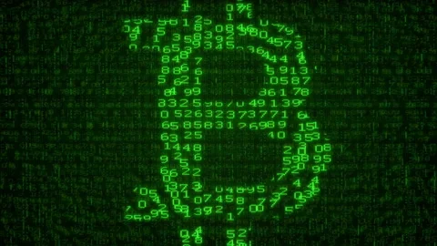 Bitcoin Cryptocurrency - Digital Data Code Matrix Video stock 98560582