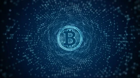 Bitcoin cryptocurrency digital encryption, Digital money exchange, Blockchain Stock Footage 153729121