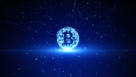Bitcoin cryptocurrency digital encryption, Digital money exchange, Blockchain Stock Footage 153730145