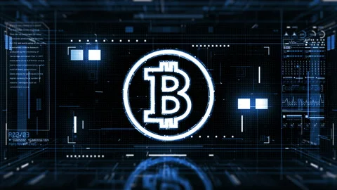 Bitcoin cryptocurrency digital encryption, Digital money exchange, Blockchain Stock Footage 155953432