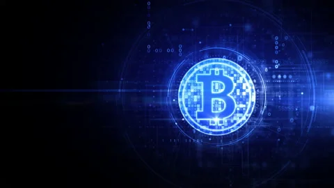 Bitcoin cryptocurrency digital encryption, Digital money exchange, Technology Stock Footage 221159061