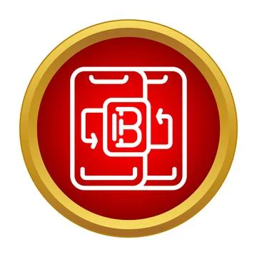 Bitcoin cryptocurrency exchange between mobile phones icon Stock Illustration