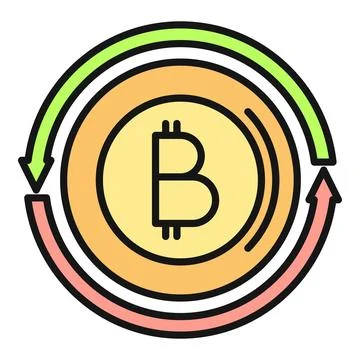Bitcoin cryptocurrency exchange circulation icon showing blockchain technolog Illustrazione stock