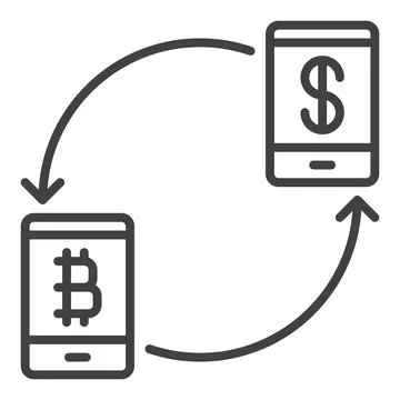 Bitcoin Cryptocurrency Exchange vector Buy and Sell Crypto outline icon or .. Stock Illustration