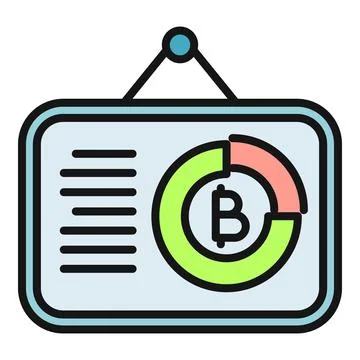 Bitcoin cryptocurrency financial analytics chart on hanging board Stock Illustration