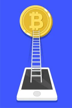 Bitcoin cryptocurrency. Financial technology. Internet money. Business concept. Stock Illustration