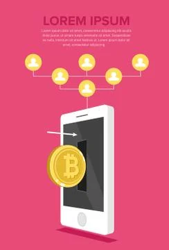 Bitcoin cryptocurrency. Financial technology. Internet money. Business concept. Stock Illustration