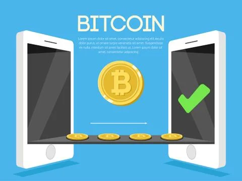 Bitcoin cryptocurrency. Financial technology. Internet money. Business concept. Stock Illustration