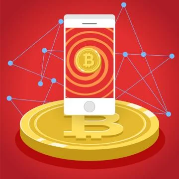 Bitcoin cryptocurrency. Financial technology. Internet money. Business concept. Stock Illustration