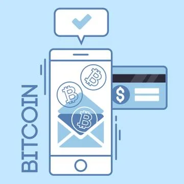 Bitcoin cryptocurrency. Financial technology. Internet money. Business concept. Stock Illustration