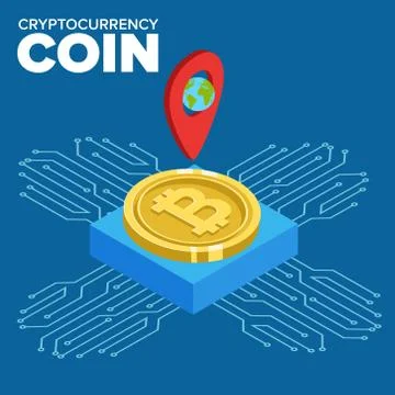Bitcoin cryptocurrency. Financial technology. Internet money. Business concept. Stock Illustration