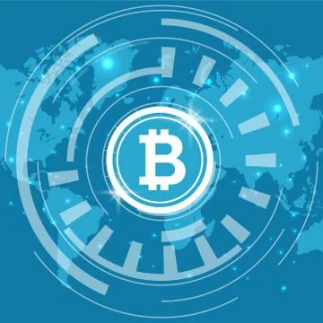 Bitcoin cryptocurrency. Financial technology. Internet money. Business concept. Illustrazione stock