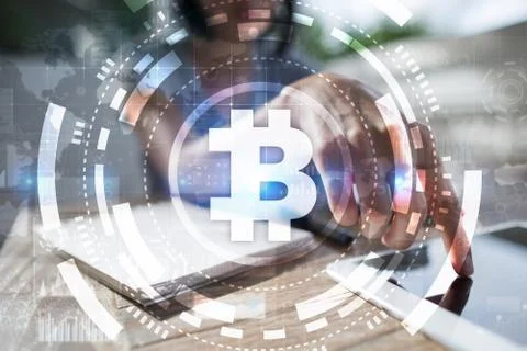 Bitcoin cryptocurrency. Financial technology. Internet money. Business concept. Фото