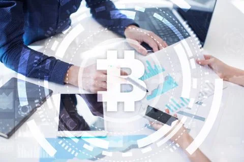 Bitcoin cryptocurrency. Financial technology. Internet money. Business concept. Stock-Fotos