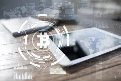Bitcoin cryptocurrency. Financial technology. Internet money. Business concept. Stock Photos