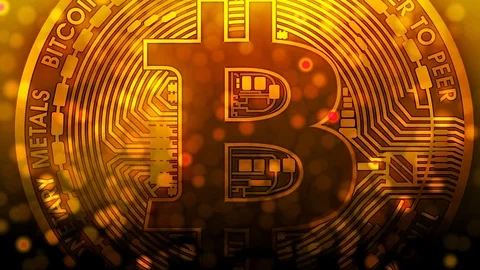 Bitcoin cryptocurrency golden background Stock Footage 88601788