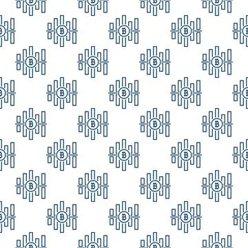 Bitcoin Cryptocurrency Graph vector Crypto Trading thin line seamless pattern Stock Illustration