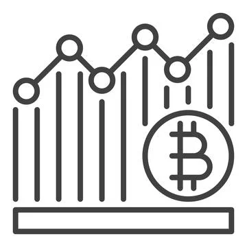 Bitcoin Cryptocurrency Graph vector Crypto Trading linear icon or symbol Stock Illustration