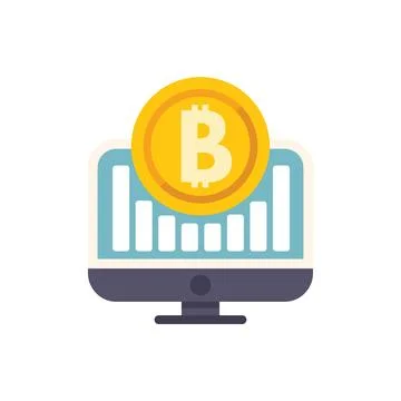 Bitcoin cryptocurrency growing on computer screen chart Stock Illustration