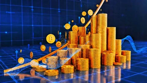 Bitcoin Cryptocurrency Growth Chart Upward Arrow 库存影片 338066788