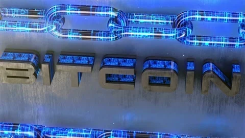 Bitcoin cryptocurrency icon animation blue digital elements technology 스톡 동영상 336442805