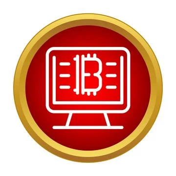 Bitcoin cryptocurrency investing online with computer monitor icon Stock Illustration