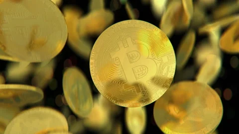 Bitcoin cryptocurrency jumping in slow motion 4K Stock Footage 151188207