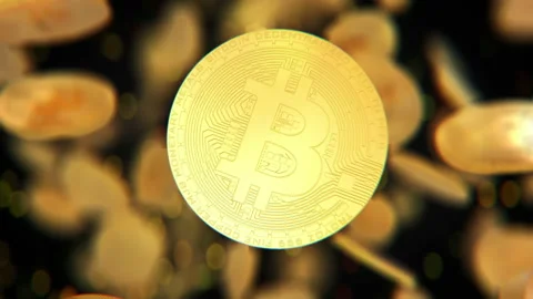Bitcoin cryptocurrency jumping in slow motion 4K Stock-Footage 151240954
